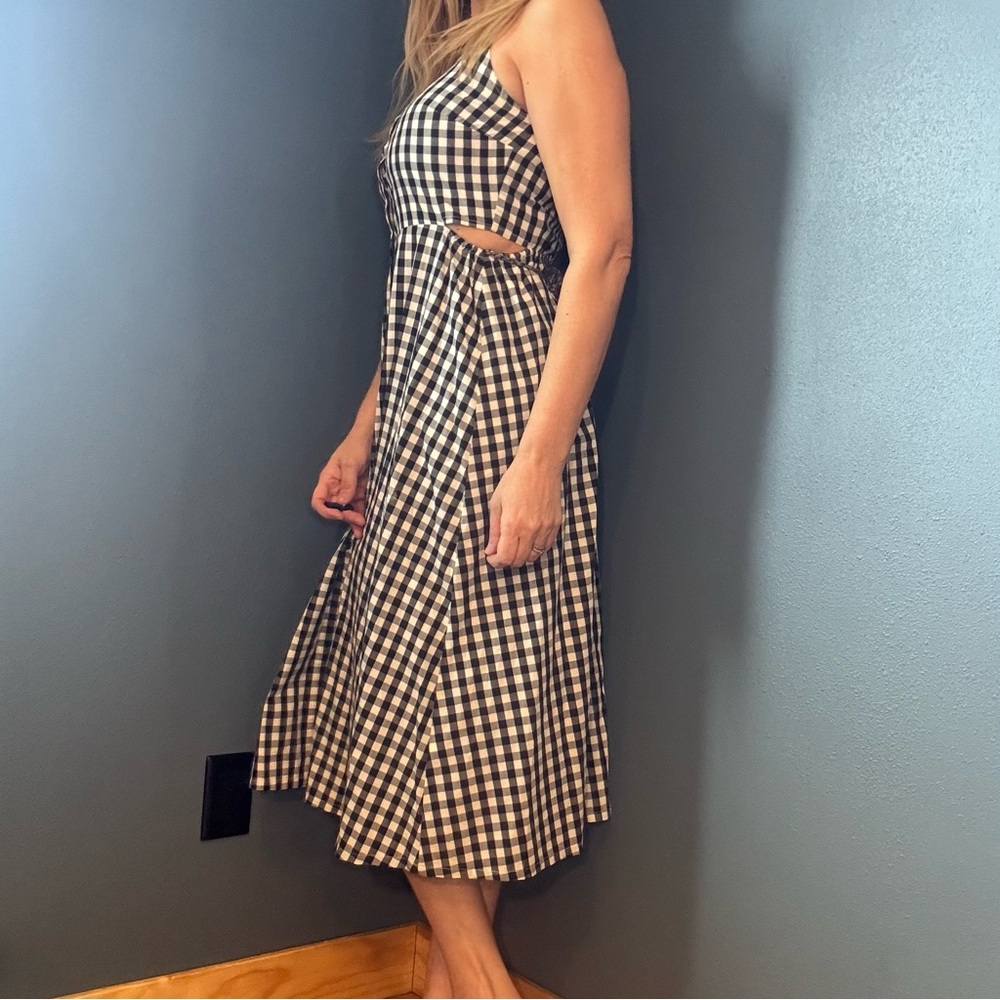 Black and White Gingham Side Cut Out Sleeveless Midi Dress size Small - Picture 6 of 11